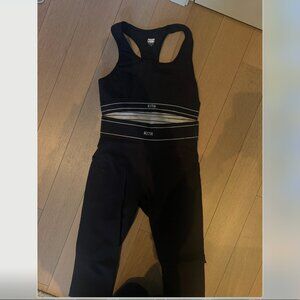 KITH women's black & white leggings / tights and sports bra / crop top set